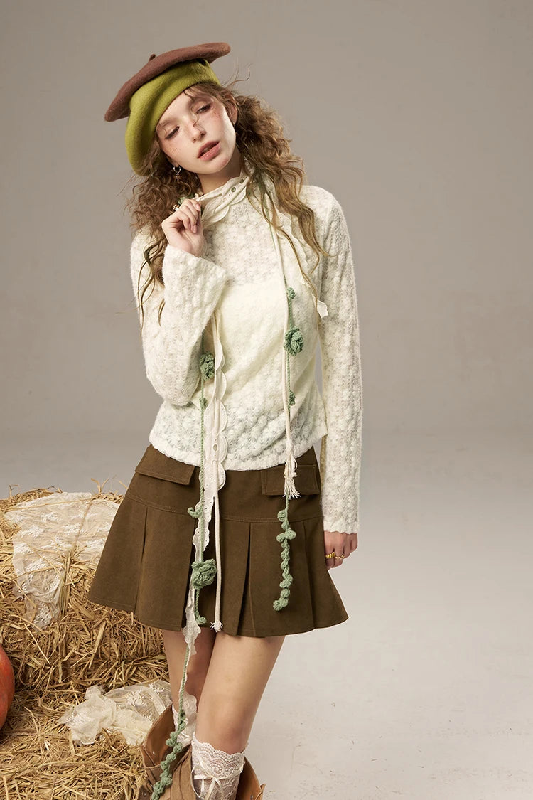 Women's Lace Turtleneck Sweater with Flare Long Sleeve, Slim Fit Solid Tee for Daily, Elegant Cozy Casual Fitted Blouse