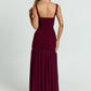 Women Spaghetti Strap Square Neck Maxi Dress Ruched Bodycon High Split Long Dress Elegant Evening Party Prom Dresses