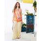 Women's Grid Fruit Cake Print Sleeveless Cami Top, Asymmetrical Hem Loose Chiffon Tank for Daily