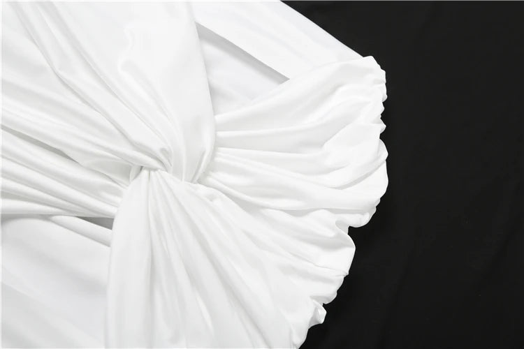 Diamonds Seashell Women 2 Piece Set Sexy Y2K Crew Neck Full Sleeve Bodysuits+Knot Cross Mini Skirts Matching Clubwear