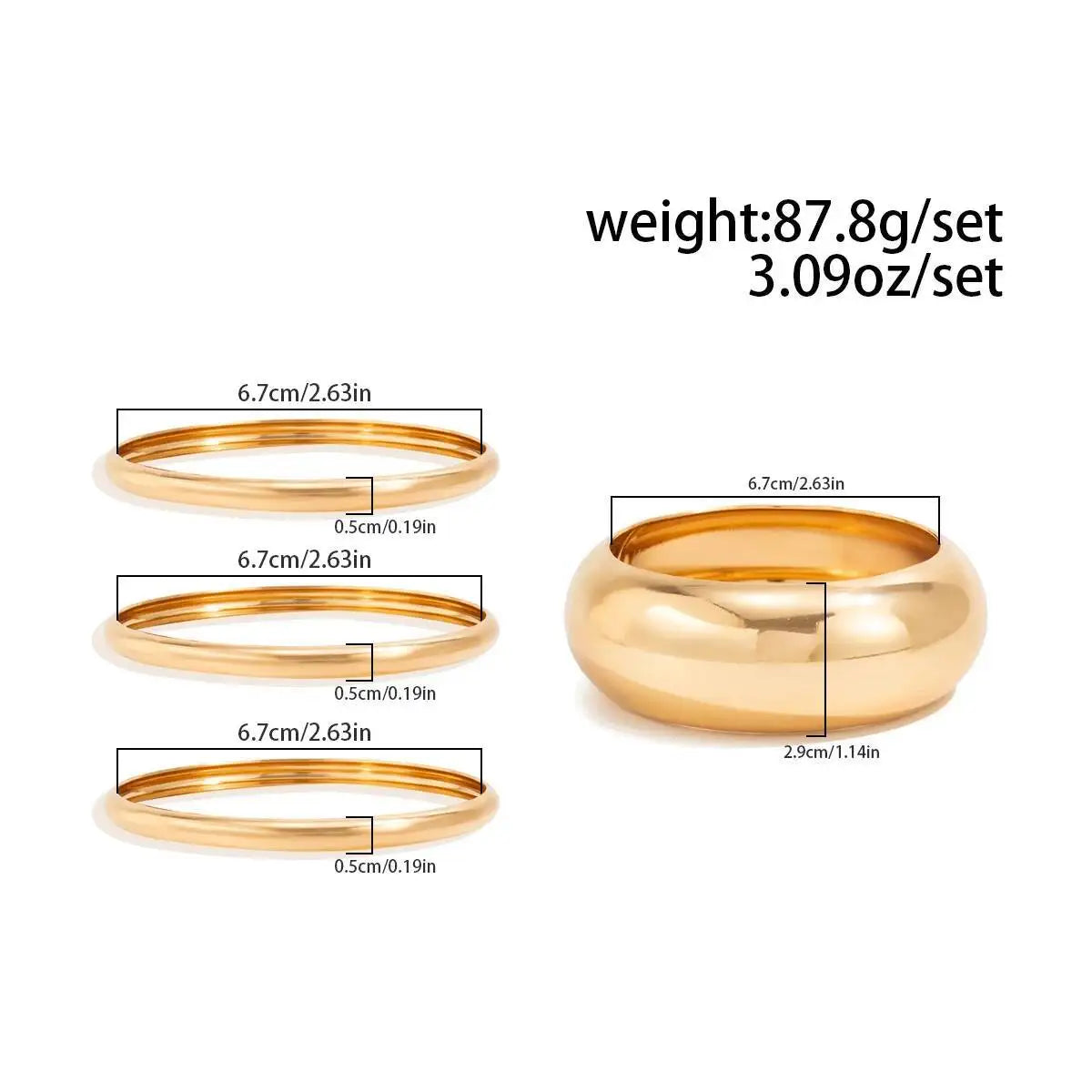 Women's Trendy Minimalism Vintage Stackable Bangle Bracelet Set 4 Styles Daily Charm Temperament Jewelry Accessories Gift