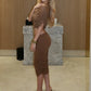 Folds Elegant 2-Piece Set Women v-Neck Short-Sleeve Patchwork Crop Tops+Elastic Waist Simple Skirts Banquet Chic Suit