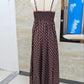 Women's Summer Slip Dress Polka Dot Print Sleeveless Spaghetti Strap Backless Long A Line Dress with Pockets Beachwear