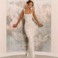 Floral Lace White Square Neck Sleeveless Maxi Dress Evening Party Dresses Woman Elegant Luxury