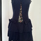 Lace Off-shoulder Ruffle Sexy Mini Dress Women Summer Fashion Striped Hollow Out Strapless High Waist Club Party Dress