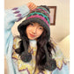 Casual Warm Striped Colorful Pom Pom Beanie For Women