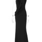 High Neck Draped Ruched Maxi Dress Women Elegant Sleeveless Bodycon Evening Club Party Long Dress Female Cocktail Gown