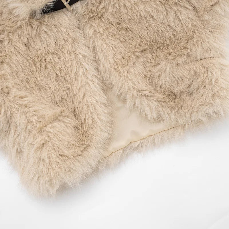 Fluffy Faux Fur Cropped Jacket Coat Woman Clothes Winter Streetwear Fashion Vest Top