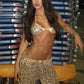 Glitter Sequin Pants Set Women Summer Fashion Bikini Tops And Trouser Matching Sets Female Beach Club Party Pants Set