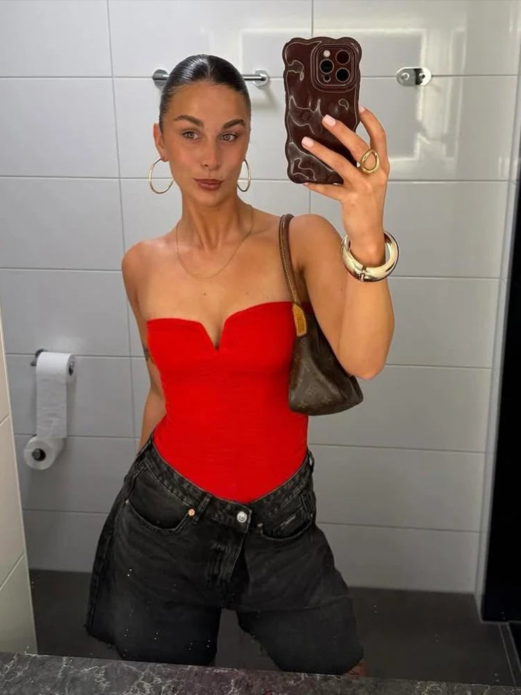 Sexy Corset Tops Women Y2K Strapless Summer Trend Skinny Midnight Daily Simple Classic Hottie High Street Mini Tops