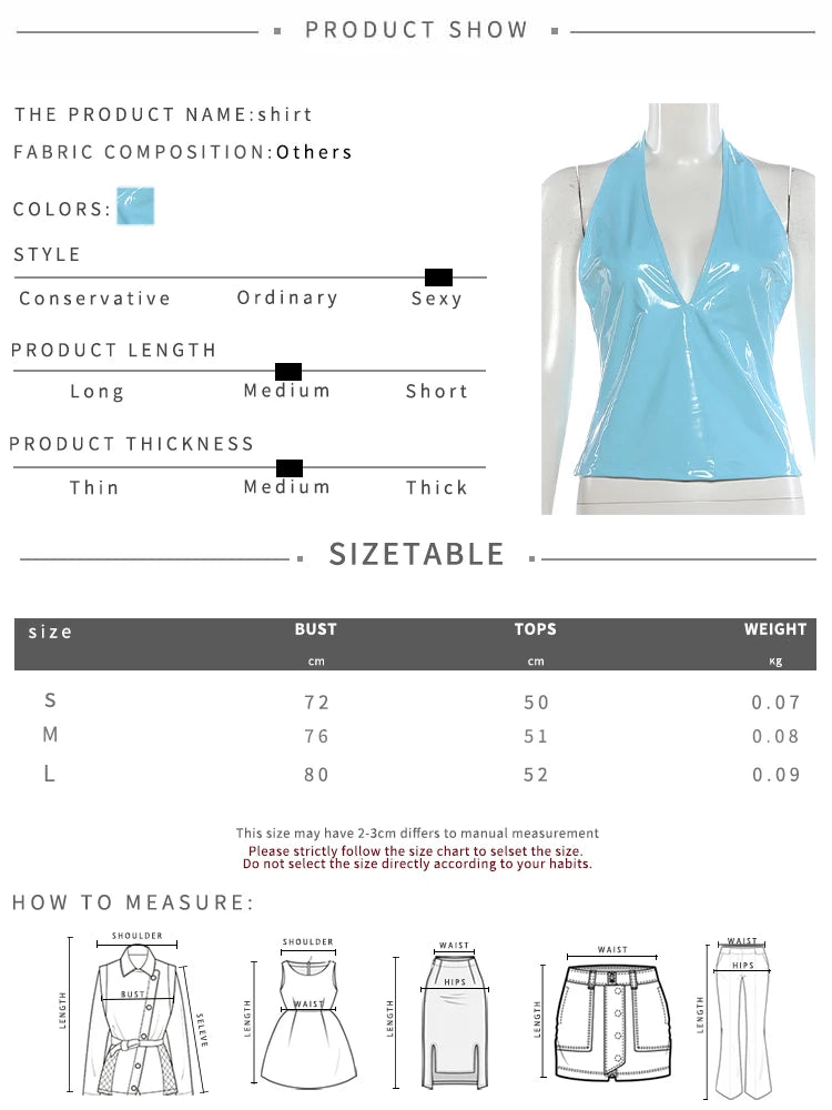 Wild Hottie Leather Tank Top Women Sexy Trend Halter Backless Low-Neck Fashion Classic Midnight Street Party Clubwear