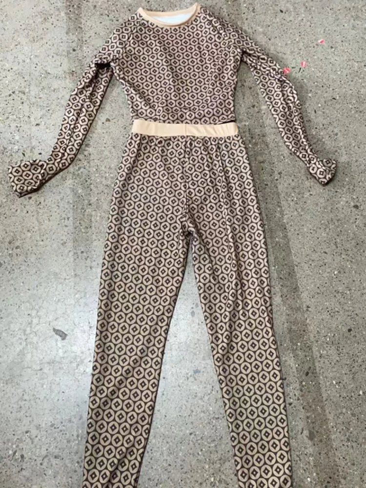 Casual Sporty Jumpsuits Women Chic Coins Print Elastic Thin Hipster Workout Streetwear Fitness Body-Shaping Overalls