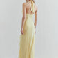 Halter Off-shoulder Ruffle Sexy Maxi Dress Women Fashion V Neck Sleeveless Backless Bodycon Club Party Long Dress