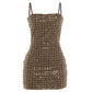 Sequin Lattice Embellish Mini Bodycon Dress Sexy Woman Clothing Night Out Club Dresses