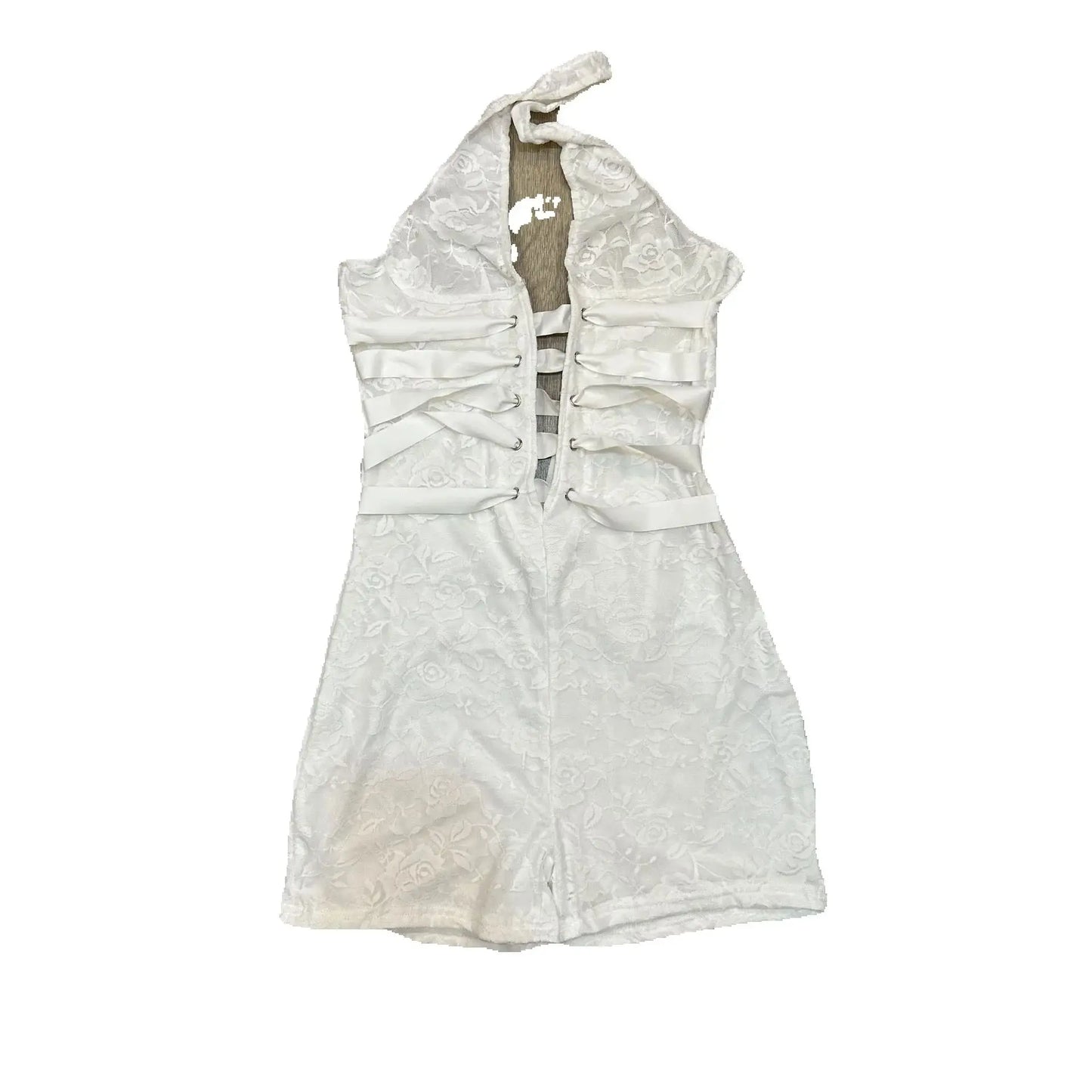 Sexy Hollow Playsuits Women Halter Deep V-Neck Shirring Backles Sleeveless Skinny Peach Hip Midnight Fashion Rompers