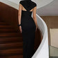 Turtleneck Short Sleeve Sexy Maxi Dress Women Elegant Draped Ruched Evening Club Party Long Dresses Female Clothes