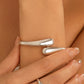 Punk Water Drop Torques Choker Necklace Open Cuff Bangle for Women Wed Bridal Adjustable Rings Party Grunge Jewelry Set