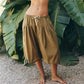 Women Loose Boho Capri Harem Pants Elastic Waistband Drawstring Pleated Adjustable Hem Tie Casual Summer Beach Culottes