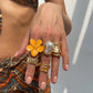 2025 New Fashion Metal Flower Open Rings for Women Creative Baroque Imitation Pearl Rings Y2K Bridal Wed Jewelry Gift