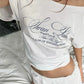 Slanted Dhoulders Woman T-shirt Letter Print Basic Casual Relax Soft Street Basic Classic Fashionable Slim Chic Tees