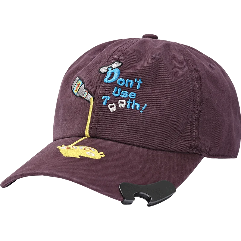 Women's Cute Embroidered Baseball Cap, Vintage Washed Cotton Dad Hat with Funny Print, Adjustable Casual Daily Sun Hat