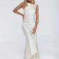 Elegant Satin Backless Sexy Maxi Dress Women Fashion Sleeveless Backless Pleated Bodycon Club Party Long Dresses