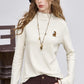 2025 Winter New Arrivals Casual Animal Embroidered Flounce Sleeve Long Sleeve Half Neck T-shirt For Woman