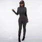 One Piece Women Jumpsuit Hooded Cut Out Backless Long Sleeve Bodycon Jumpsuits Sport Active Wear Winter Outfit
