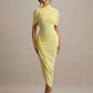 Asymmetrical Ruched Backless Long Dresses Red White Yellow Elegant Evening Party Dress Woman Birthday Outfits