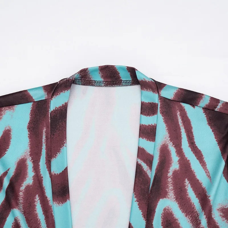 Abstract Printed Fitted Dress for Woman Autumn Winter 2026 Drawstring Deep V Neck Long Sleeve Mini Dresses