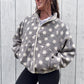 Womens Winter Warm Fleece Jacket Y2K Streetwear Polka Dot Pattern Long Sleeve Lapel Button Down Sherpa Coat Outerwear