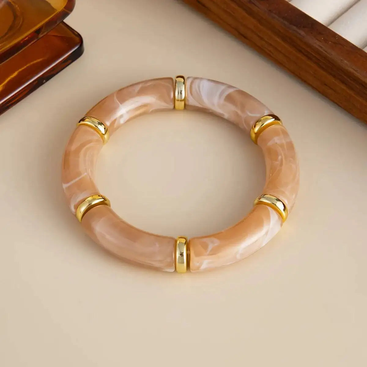 6 Style Boho Punk Geometric Acrylic Resin Elasticity Bangles for Women Vintage CCB Beads Bangle Bracelets Charm Jewelry