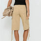 Women's Y2K Low Waist Cargo Bermuda Shorts Drawstring Tie Hem Knee Length Pants with Pockets Casual Loose Fit Streetwear