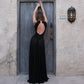 Mesh Patchwork Sheer Black Party Dresses Luxury Elegant Sleeveless Backless A-line Maxi Dress Woman Clothes