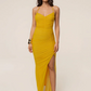 Women Mesh Sexy Maxi Dress Spaghetti Strap V Neck Ruched Bodycon Dress High Slit Elegant Evening Party Club Long Dress