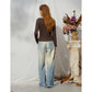 Women's Asymmetrical Draped Neck Long Sleeve Tee with Striped Cuffs, Slim Solid Casual Top for Everyday Wear