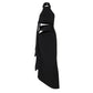 Sexy Asymmetrical Black Dress Party Tie Up Hollow Out Halter Backless Split Long Dresses for Woman