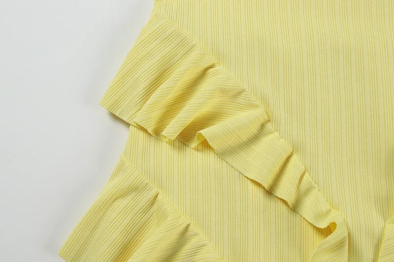 Ruffled Long Sleeve Maxi Dress Elegant Yellow Dresses for Woman Brunch Outfits Winter 2025