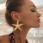 2025 New Fashion Boho Metal Starfish Stud Earrings for Women Summer Gold Color Piercing Earrings Aesthetic Jewelry Gift