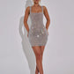 Glitter Backless Sexy Mini Dress For Women Robe Fashion New Square Collar Sleeveless Sparkle Bodycon Club Dress Vestido