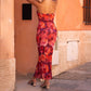Women Y2K Floral Tube Long Dress Backless Strapless Bodycon Maxi Dresses Summer Holiday Bandeau Dress Beachwear