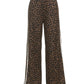 Straight Long Pants Woman Leopard Print Elastic Waist Stripe Patchwork Wild Style Classic Autumn New Style Bottoms