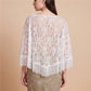 Women Beach Lace Fringe Poncho Cover Up Sheer Floral Tassel Shawl Boho Loose Batwing Sleeve Top Vacation Party Outerwear