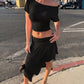 Pink 2 Piece Set Off Shoulder Top and Asymmetrical Midi Skirt Set Vacation Outfits Woman 2026