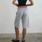 Women's Knee Length Sweat Shorts with Side Snap Buttons Drawstring Waist Casual Loose Fit Summer Y2K Streetwear
