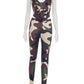 Camouflage Print 2 Piece Set Women Tracksuit V-Neck Shirring Backless Camisole+Pants Matching Street Casual Outfits