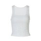 Rhinestone Crop Tops Black White Ribbed Square Neck Bodycon Tank Top Sexy Woman Clothing Summer 2025