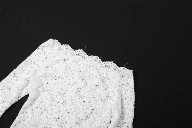 Sexy Jacquard Mesh Dress Women Wave Slash Neck Flare Sleeve Lace Elegant Evening Birthday Prom Party Skinny Bodycon