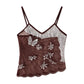 Sexy Sequin Slim Fit Irregular Strap Tank Crop Tops Versatile Sexy Hot Girl Summer Mesh See Through Sleeveless Tee Shirt