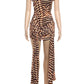 Fashion Tiger Stripe Print Dress Women Slash Neck Bandage Tassels Folds Sexy Beach Party Midnight Coquett Mini Bodycon